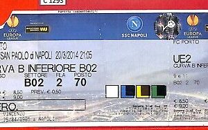 C1293 - Vecchio BIGLIETTO PARTITA CALCIO - 2014 FC PORTO VS NAPOLI