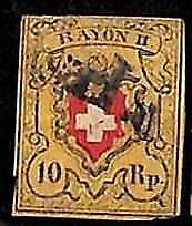 94982aA  - SWITZERLAND  -  STAMP -   Yvert #  16 II -  USED small defect