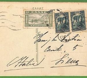 ad0915 - GREECE - Postal History -  POSTCARD to ITALY 1928  OLYMPIC STADIUM