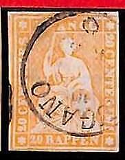 94984aC - SWITZERLAND  -  STAMP -   Zumstein # 25D  Very Fine  USED