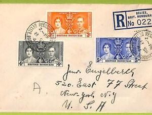 28776 - British HONDURAS - Postal History - REGISTERED COVER: Belize to USA 1941
