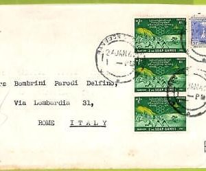 39761- BURMA - Postal History - COVER to ITALY 1962 SPORT Boxing CYCLING weight