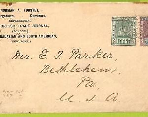 28755 - British GUIANA  - Postal History -  Commercial COVER to USA  1891