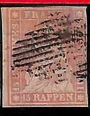 94985bC - SWITZERLAND - STAMP - ZM  # 24b Green Thread Medium -  USED faulty