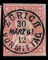94985cB - SWITZERLAND - STAMP - ZM  # 24B Green Thread Medium - Fine USED - LUX