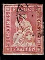 94985cD - SWITZERLAND - STAMP - ZM  # 24B Green Thread Medium - Fine USED - LUX