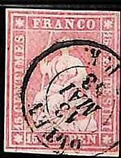 94985cE - SWITZERLAND - STAMP - ZM  # 24B Green Thread Medium - Fine USED - LUX