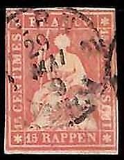 94985eB - SWITZERLAND - STAMP - ZM  # 24G Thick Paper - Very Fine USED - LUX