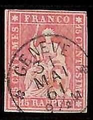 94985eD - SWITZERLAND - STAMP - ZM  # 24G Thick Paper - Very Fine USED - LUX