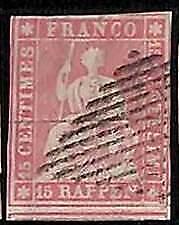 94986bD - SWITZERLAND - STAMP - ZM  # 24D Blue Thread  -   Fine USED