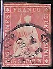 94986cA - SWITZERLAND - STAMP - ZM  # 24D Blue Thread  - Very  Fine USED