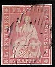 94986cD - SWITZERLAND - STAMP - ZM  # 24D Blue Thread  - Very  Fine USED