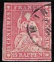 94986eC - SWITZERLAND - STAMP - ZM  # 24 not sure of Thread colour -  Fine USED