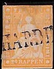94996dA - SWITZERLAND - STAMP - ZM  # 25D or G Thick Paper -   USED defective
