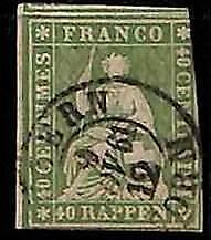 94999dF - SWITZERLAND - STAMP - ZM  # 26C Red-Brown THREAD -  Fine USED