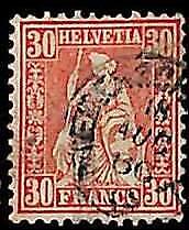 95019aB - SWITZERLAND  -  STAMP -    Yvert #  38 -   USED