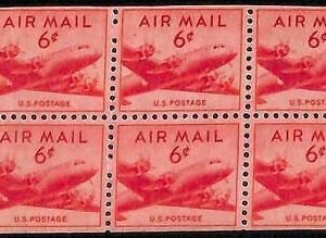 94801b  - USA - STAMPS - Sc #  C39a pane of 6  WET  PRINT   - MNH