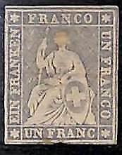 95000e - SWITZERLAND - STAMP - Zumstein # 27D - Mint Hinged MH - REPAIRED