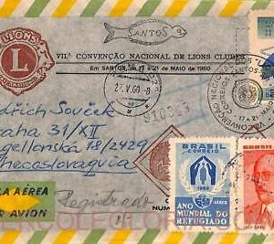 ad6148 - BRAZIL - POSTAL HISTORY - AIRMAIL COVER to CZECHOSLOVAKIA 1960 - LYONS