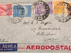 ad6150 - BRAZIL - POSTAL HISTORY - Nice Franking on COVER to UK 1933 Aeropostal