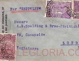 ad6151 - BRAZIL - POSTAL HISTORY - AIRMAIL COVER  to UK 1932 via ZEPPELIN