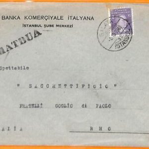 99957 -  TURKEY - POSTAL HISTORY - COVER  from GALATA to ITALY  1940