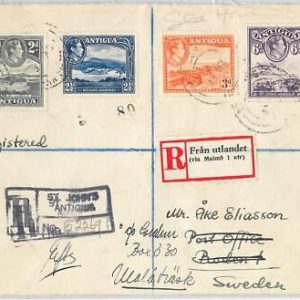 59462 - ANTIGUA - Postal History -  REGISTERED COVER to SWEDEN 1923