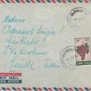 75639 - LEBANON - Postal History - AIRMAIL Cover to SWITZERLAND 1956 wine FRUIT
