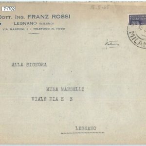71702  - ITALIA RSI - STORIA POSTAL - BISECTED francobollo BISETTATO su BUSTA
