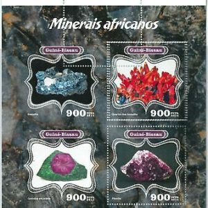 M1094 -  GUINEA BISSAU - ERROR  Stamp Sheet MISSPERF -  African MINERALS  2014