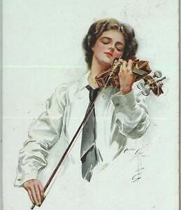 91879 - VINTAGE Illustrated  POSTCARD -   Glamour MUSIC:   VIOLIN  1911
