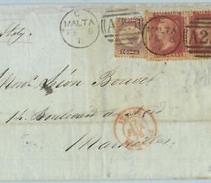 BK0260 - POSTAL HISTORY - GB Stanley Gibbons  # 43 + 48 on COVER from MALTA 1876