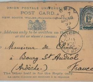 74789 - POSTAL HISTORY - AUSTRALIA New South Wales  - STATIONERY CARD 1893