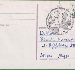 ZA0341 - POLAND - Postal History - SPECIAL POSTMARK on  CARD  - Chess - 1983