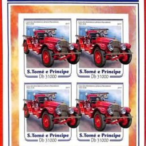 A3461 - SAO TOME & PRINCIPE, ERROR IMPERF Miniature s: 2017, Fire Trucks/Engines