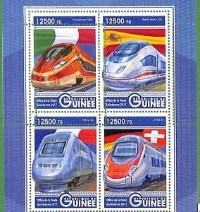A0649 -  GUINEE Guinea -  ERROR   MISSPERF SHEET - TRANSPORT  Trains 2017