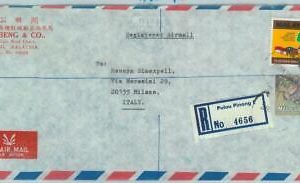 84408 - MALAYA  - POSTAL HISTORY -  COVER to ITALY - Fertilizer BATS  flags 1982