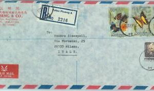 84404  MALAYA  - POSTAL HISTORY - Registered COVER to ITALY - BUTTERFLIES 1981