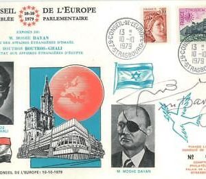 P0429 - Postal History - Conseil d'Europe COVER signed MOSHE DAYAN Israel 1979
