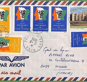 ZA0447 -  IVORY COAST  - Postal History - Airmail Cover - Elephants - 1985