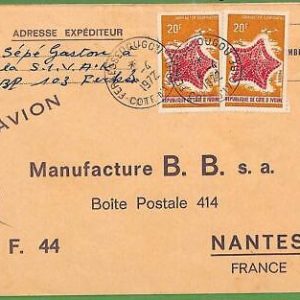 ZA0450 -  IVORY COAST  - Postal History - Cover - Shells - 1972