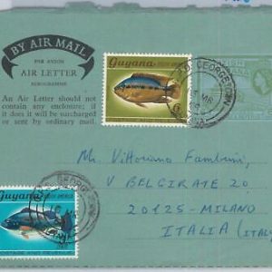 65821  - BRITISH GUIANA - Postal History - AEROGRAMME with added stamps FISH