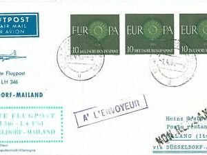 70984 - GERMANY - Postal History - FIRST FLIGHT:  DUSSELDORF / MILANO  419 AD