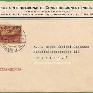 ZA0395 - ECUADOR - Postal History - COVER - FAUNA, Birds - 1939