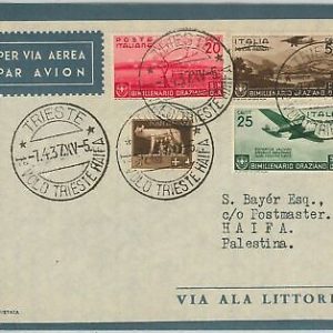 52078 - ITALIEN - POSTGESCHICHTE - 1. FLUGBRIEF: TRIEST - HAIFA Israel 1937