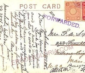 aa6964 - JAPAN - Postal History -  POSTCARD Yokohama to USA Forwarded 1908