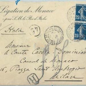 66659 - FRANCE - Postal History - COVER for Camillo Caccia Dominioni ! 1909 !!!