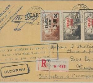 81153 - POSTAL HISTORY  FIRST Flight CARD: Reunion / Madagascar 1947 Muller 132