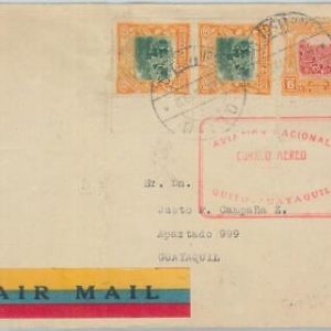 82872 - ECUADOR - Postal History - FIRST FLIGHT COVER Muller # 89 Quito - Guayaq