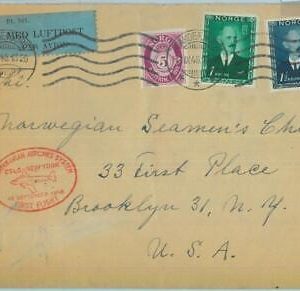 89730 - NORWAY - Postal History - FIRST FLIGHT: OSLO - NEW YORK Muller # 91 1946